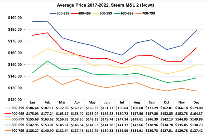Average price 2016-2021 Steer