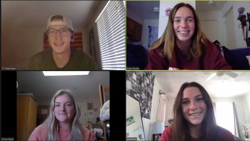 The student PetAware team meets over Zoom.